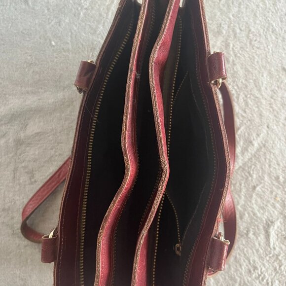 Merlot Leather Satchel Hand Bag - Picture 4 of 16